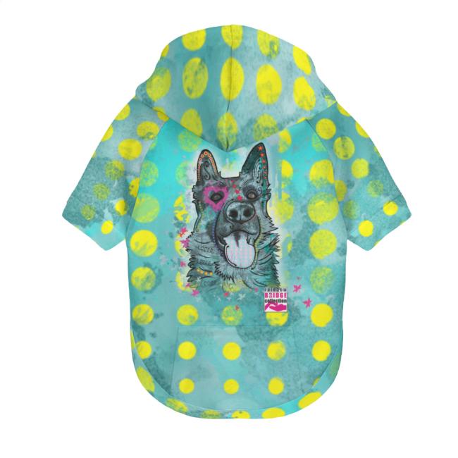 Hunde-Hoodie, Hundemotiv Eddy– bunte Popart, gemütlich, waschbar, Polyster